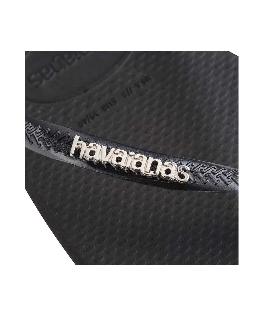 HAVAIANAS SLIM SQUARE LOGO METALLIC THONGS