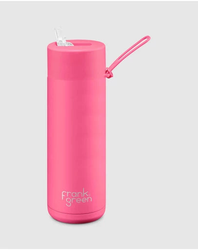 FRANK GREEN 20oz 595mil STRAW LID REUSABLE CERAMIC BOTTLE