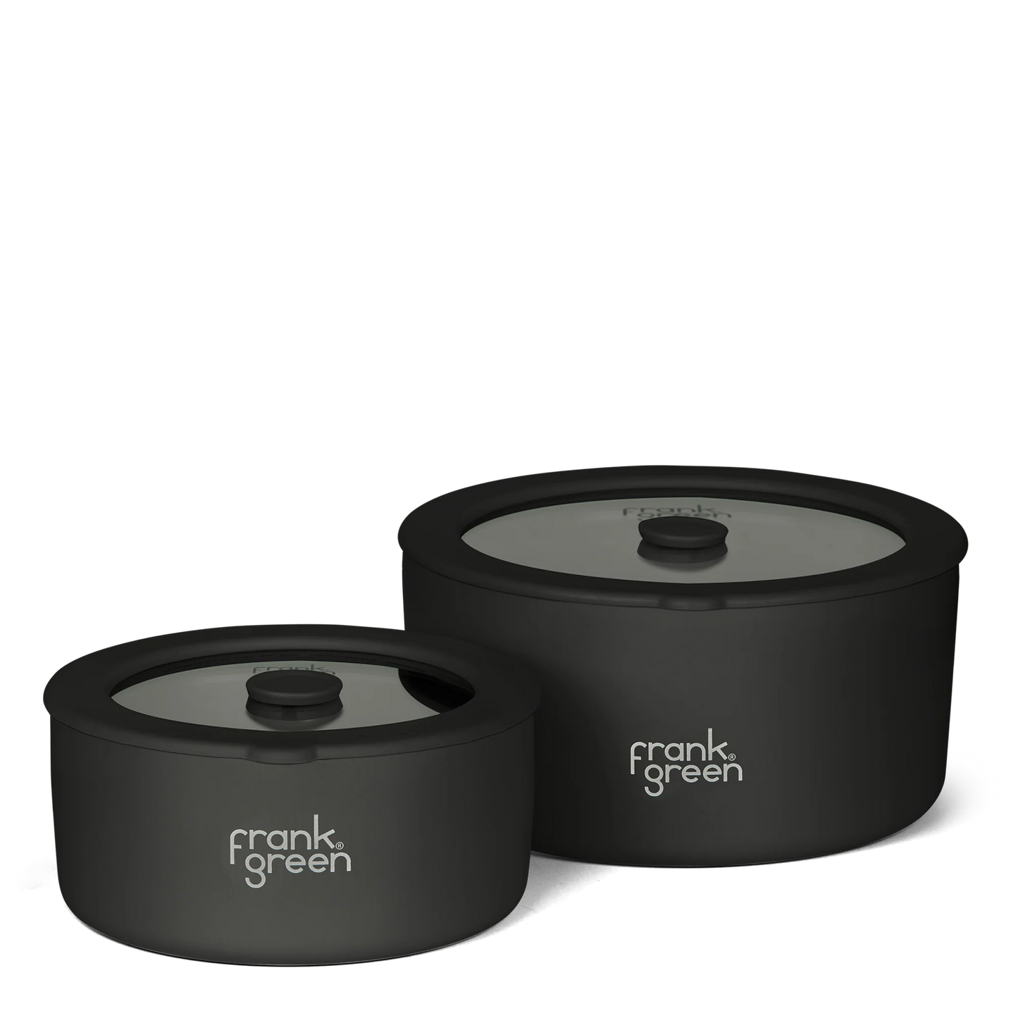 FRANK GREEN PACK OF 2 STAINLESS STEEL BOWLS WITH GLASS LIDS