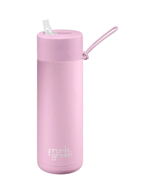 FRANK GREEN 20oz 595mil STRAW LID REUSABLE CERAMIC BOTTLE