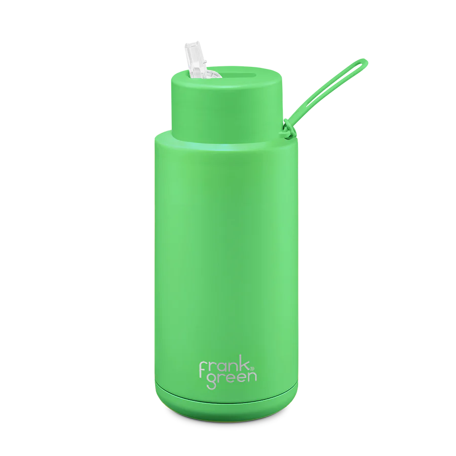 FRANK GREEN 34oz/1L STRAW LID REUSABLE CERAMIC BOTTLE