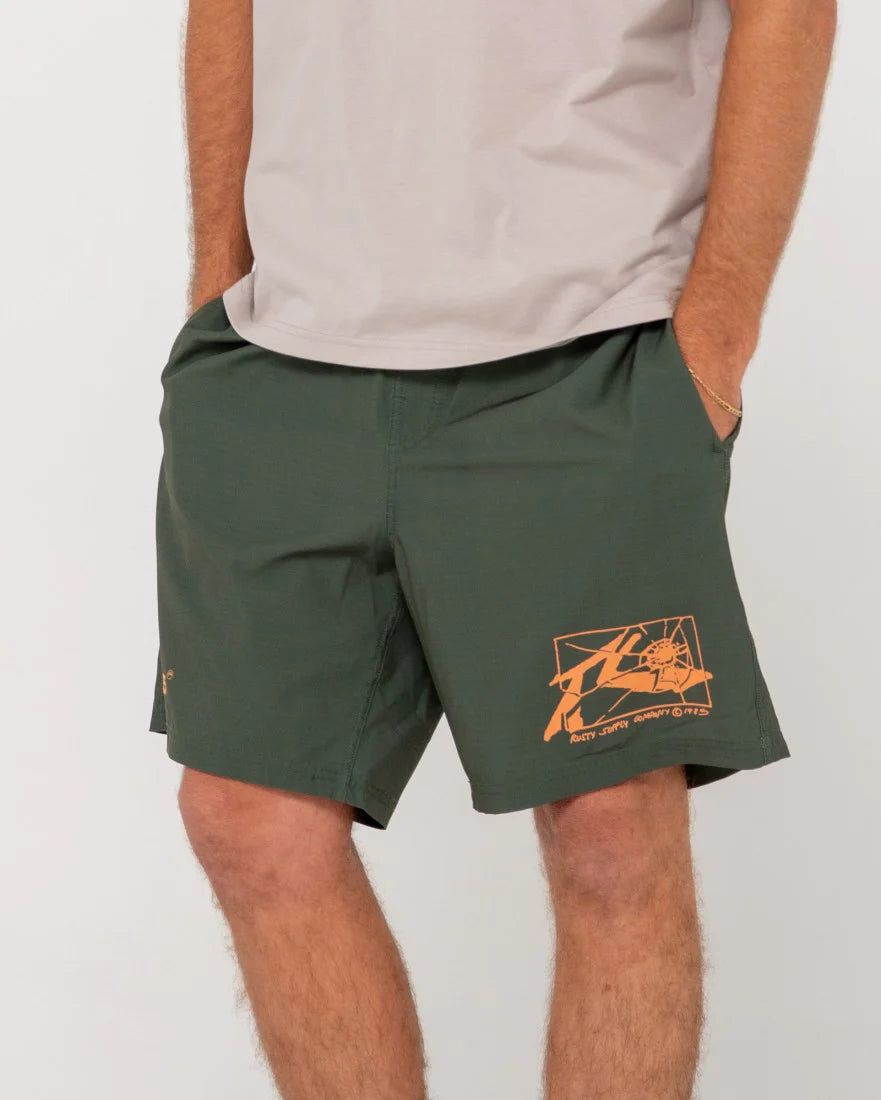 RUSTY MENS RETRO FLEX SHATTERED ELASTIC BOARDSHORT Quarryman Surf