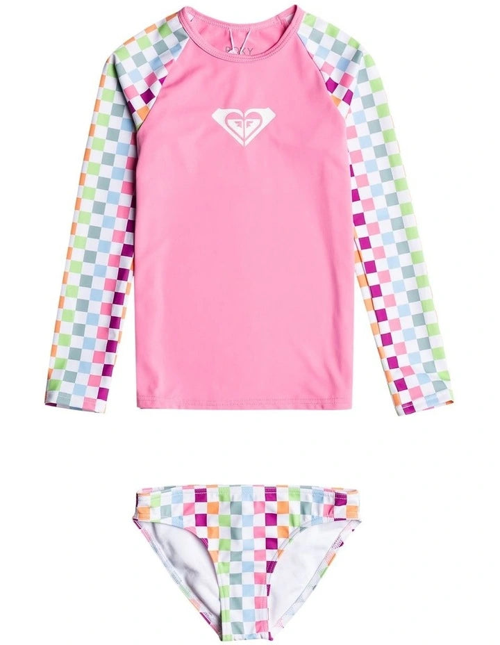 ROXY RAINBOW CHECK LONG SLEEVE LYCRA SET