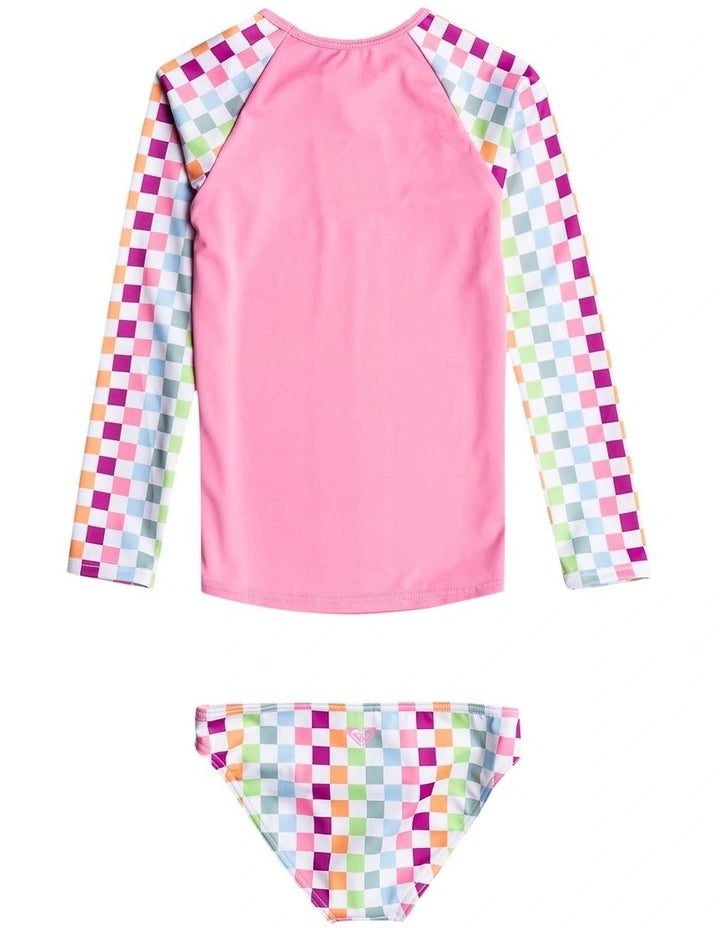 ROXY RAINBOW CHECK LONG SLEEVE LYCRA SET