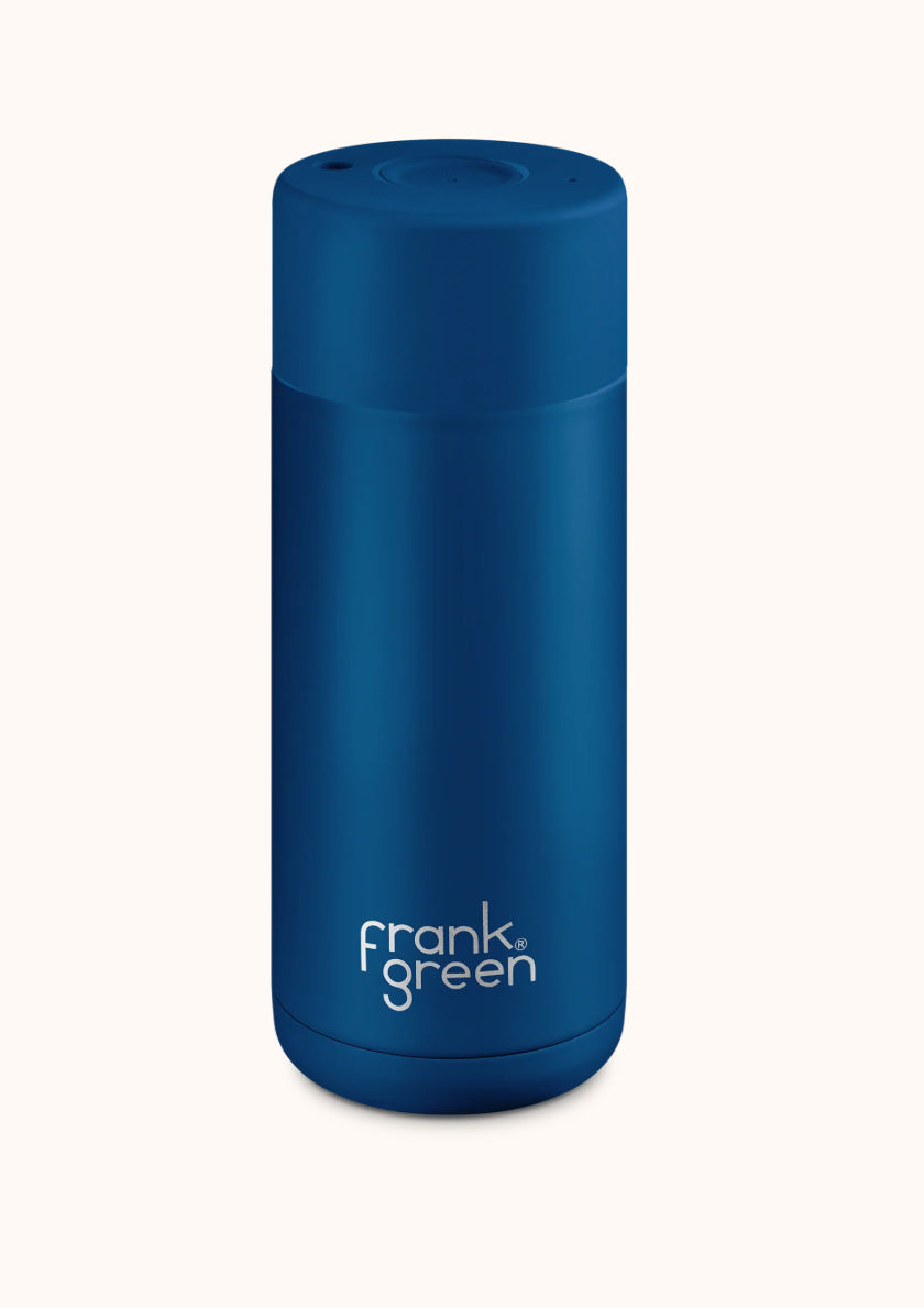 FRANK GREEN CERAMIC REUSABLE CUP PUSH BUTTON LID