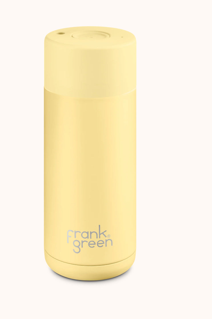 FRANK GREEN CERAMIC REUSABLE CUP PUSH BUTTON LID