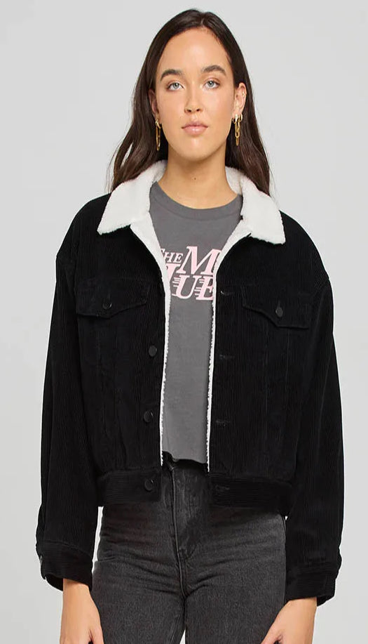 THE MAD HUEYS CLASSIC SHERPA WOMENS CROP CORD JACKET