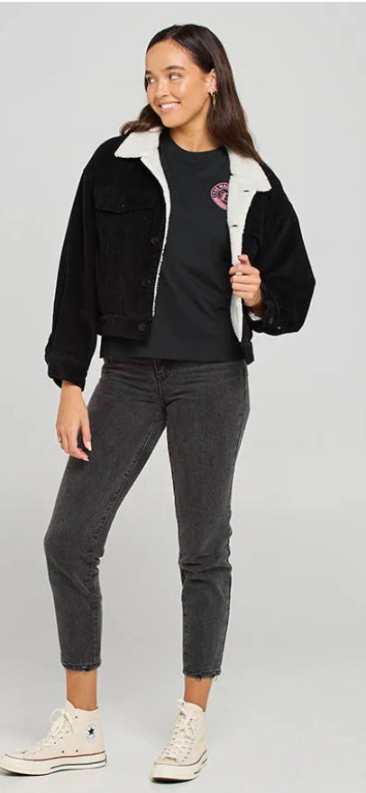 THE MAD HUEYS CLASSIC SHERPA WOMENS CROP CORD JACKET