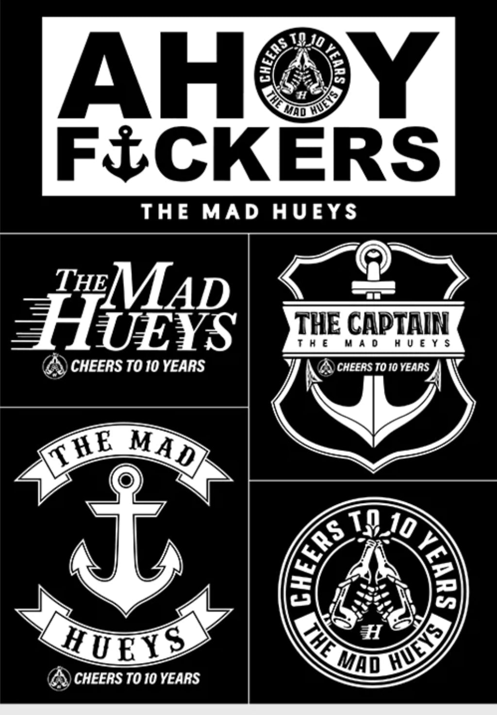 THE MAD HUEYS 10 YEAR STICKER SHEET Quarryman Surf