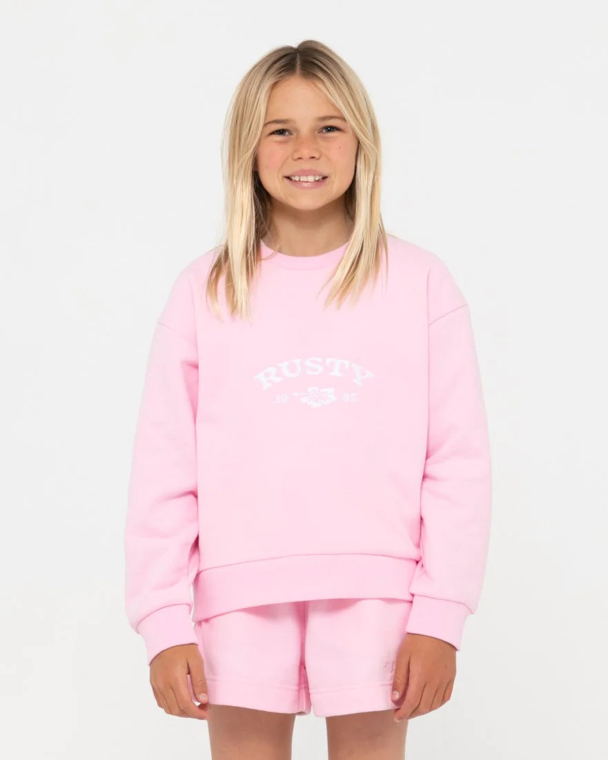 RUSTY THRIVING RELAXED GIRLS FLEECE CREW