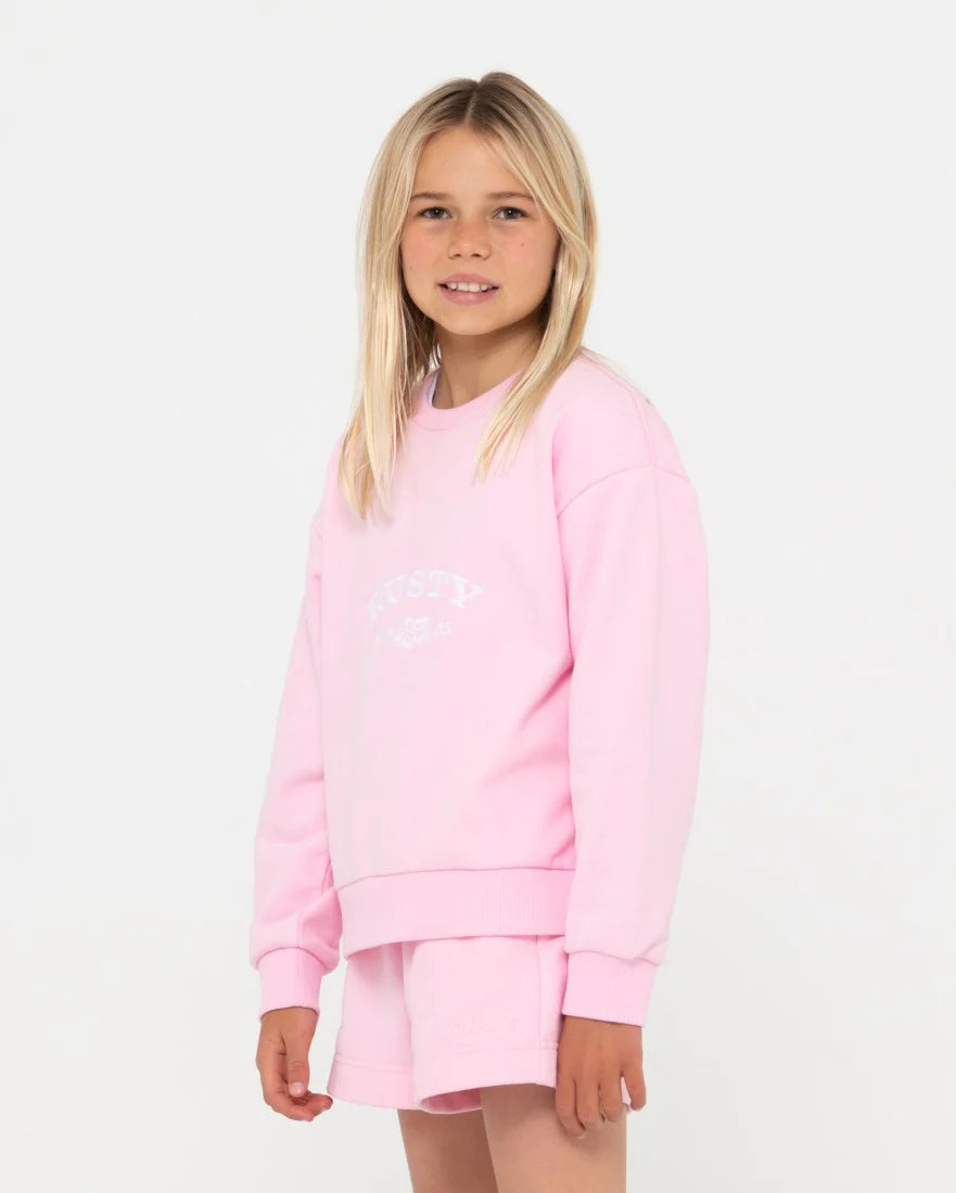 RUSTY THRIVING RELAXED GIRLS FLEECE CREW