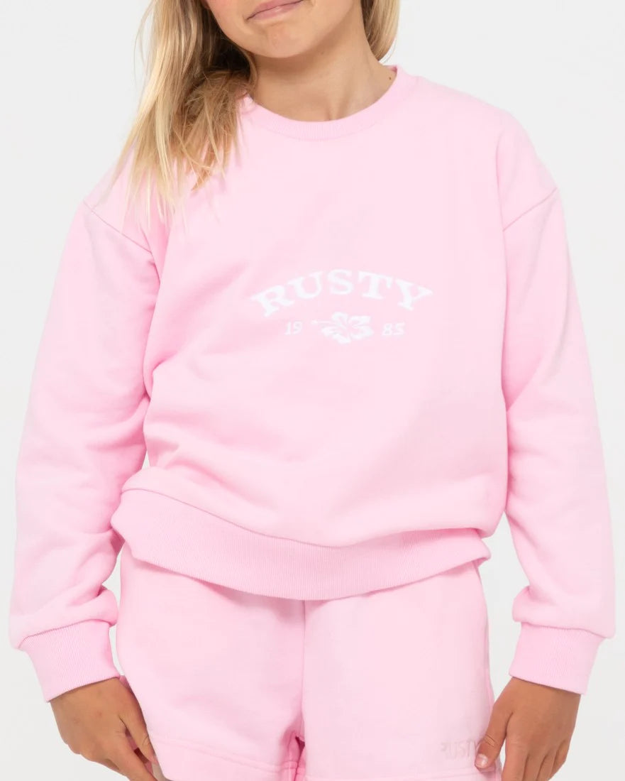 RUSTY THRIVING RELAXED GIRLS FLEECE CREW