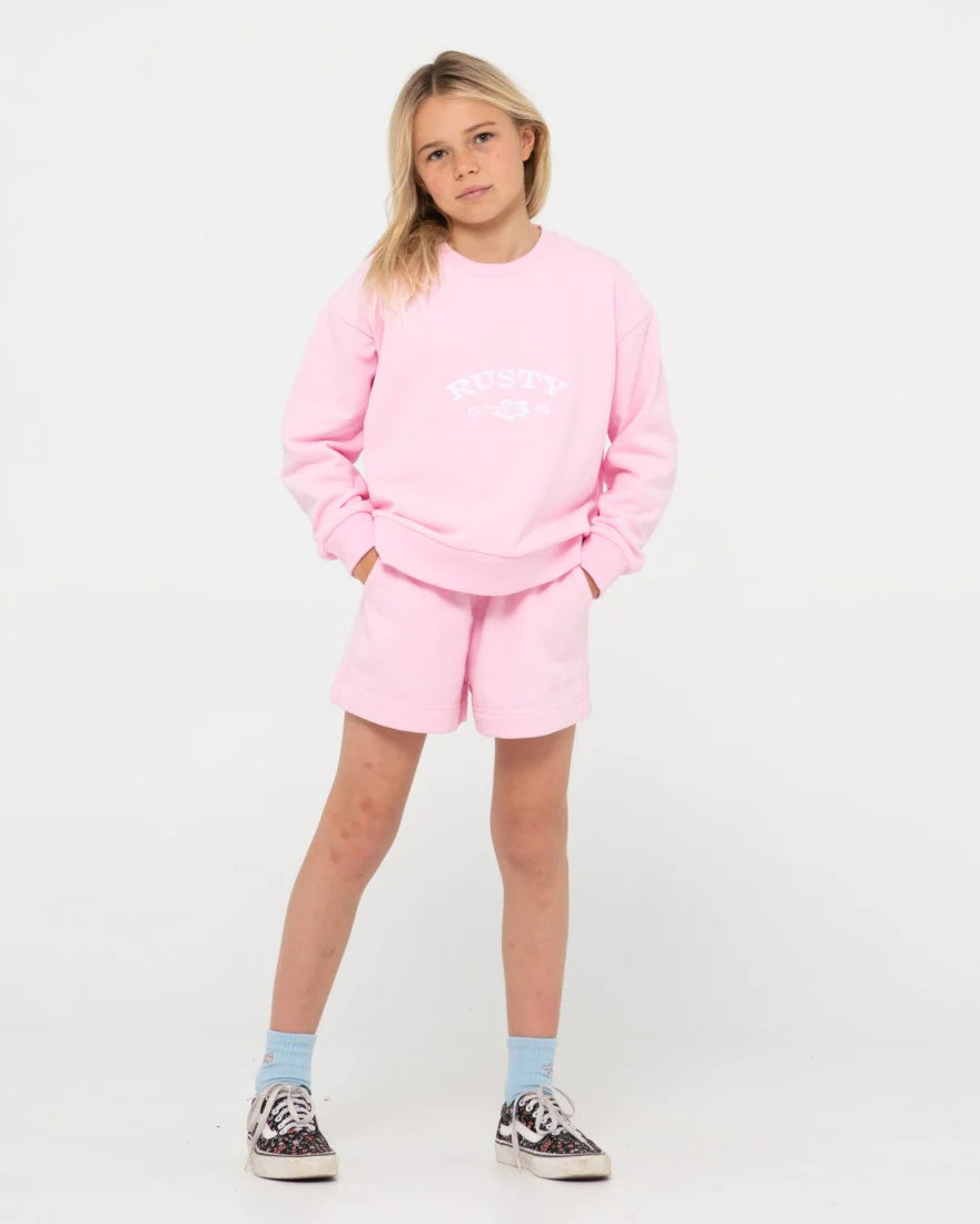RUSTY THRIVING RELAXED GIRLS FLEECE CREW