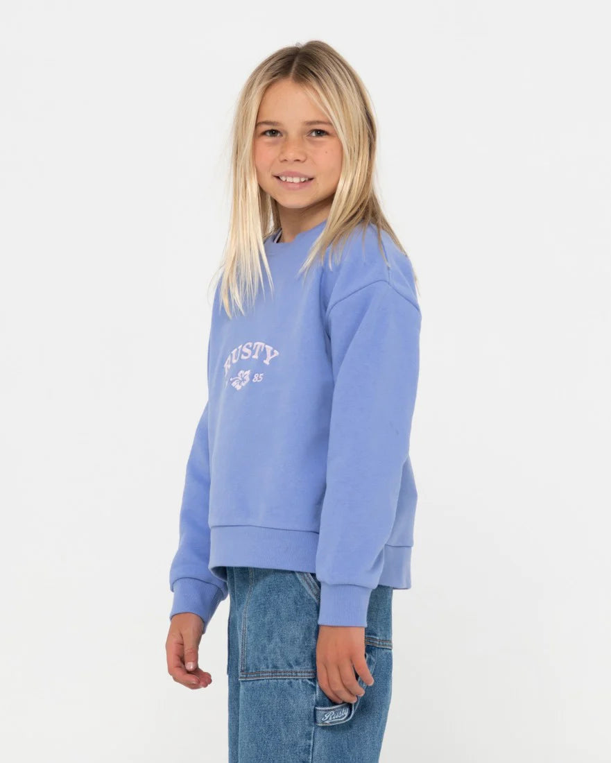 RUSTY THRIVING RELAXED GIRLS FLEECE CREW