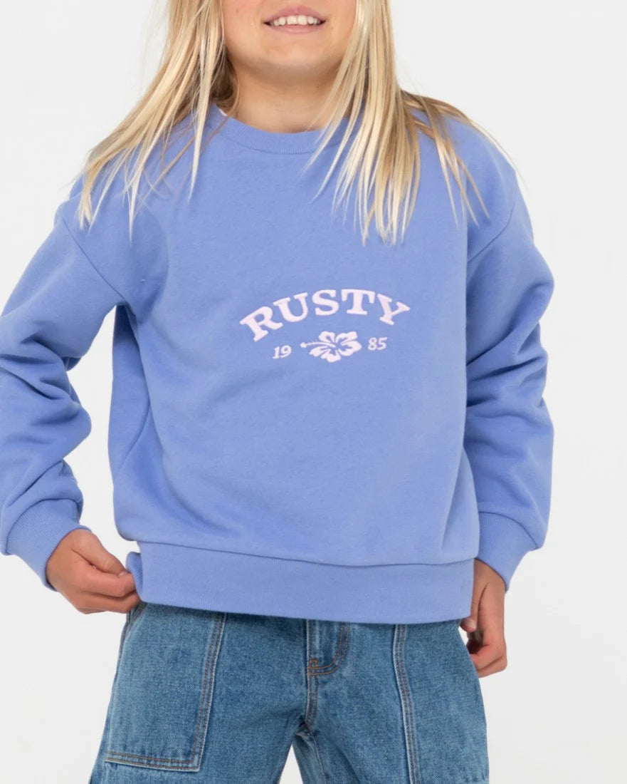RUSTY THRIVING RELAXED GIRLS FLEECE CREW