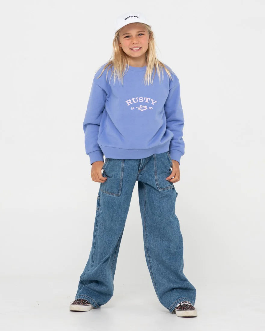 RUSTY THRIVING RELAXED GIRLS FLEECE CREW