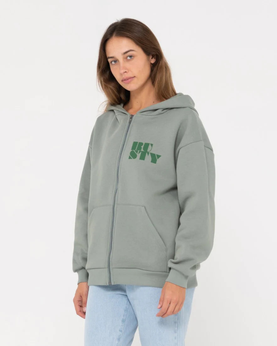 RUSTY CODE OVERSIZE ZIP HOODED FLEECE