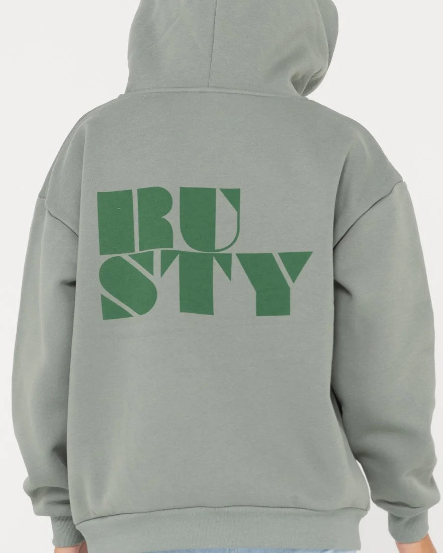 RUSTY CODE OVERSIZE ZIP HOODED FLEECE