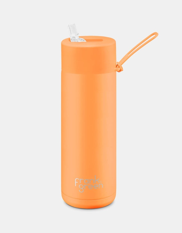 FRANK GREEN 20oz 595mil STRAW LID REUSABLE CERAMIC BOTTLE