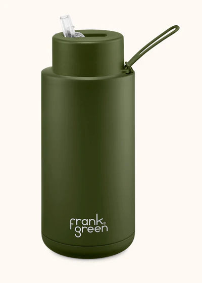 FRANK GREEN 34oz/1L STRAW LID REUSABLE CERAMIC BOTTLE