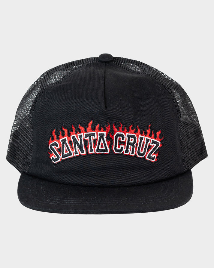 SANTA CRUZ FLAMED COLLEGIATE ARCH TRUCKER CAP