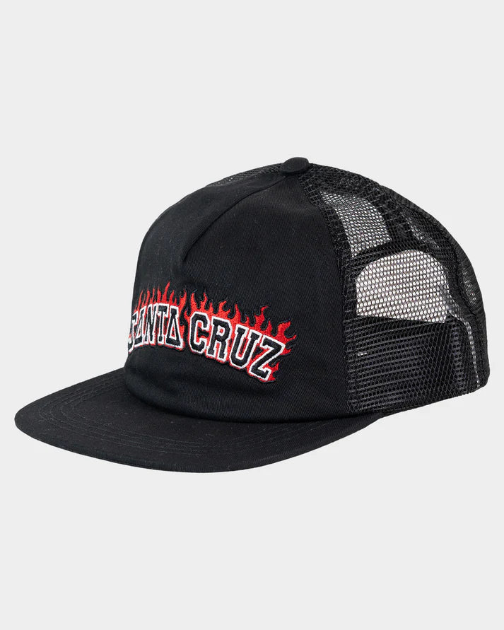 SANTA CRUZ FLAMED COLLEGIATE ARCH TRUCKER CAP