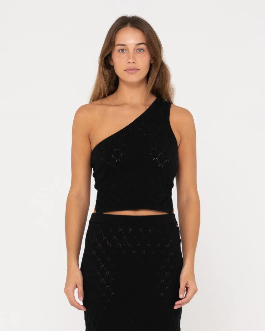 RUSTY LADIES LEO ONE SHOULDER KNIT TOP
