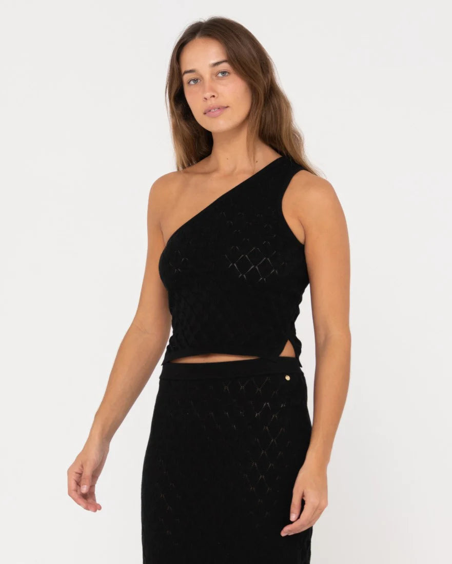 RUSTY LADIES LEO ONE SHOULDER KNIT TOP
