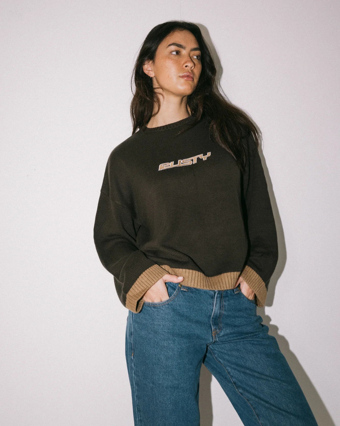 RUSTY RIDER RELAXED CREW NECK KNIT