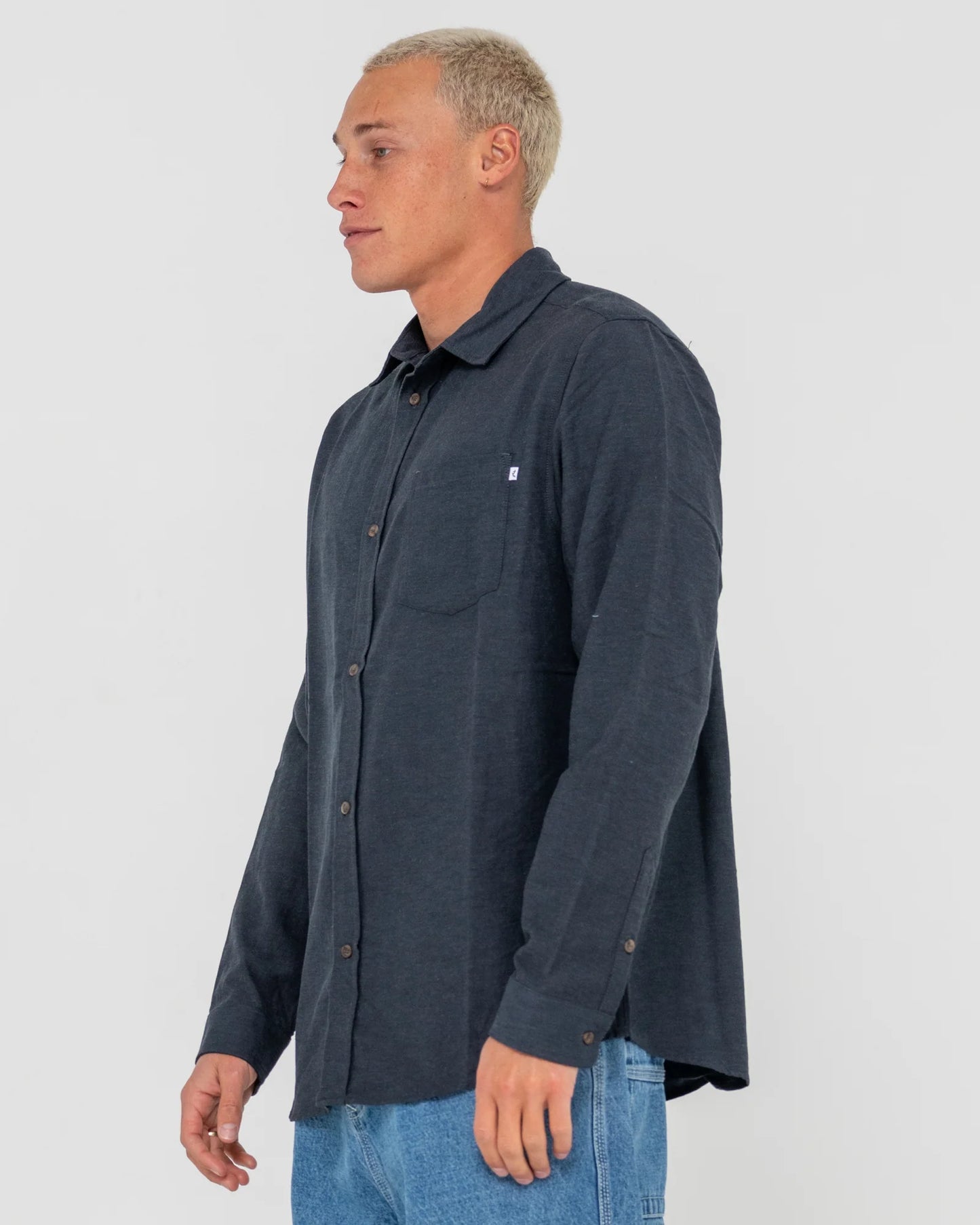 RUSTY OVERTONE LONG SLEEVE LINEN SHIRT