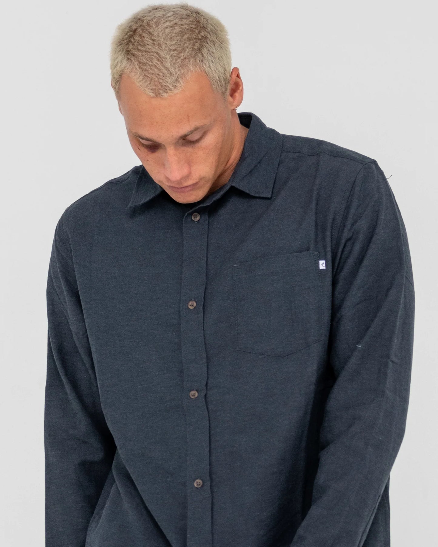 RUSTY OVERTONE LONG SLEEVE LINEN SHIRT