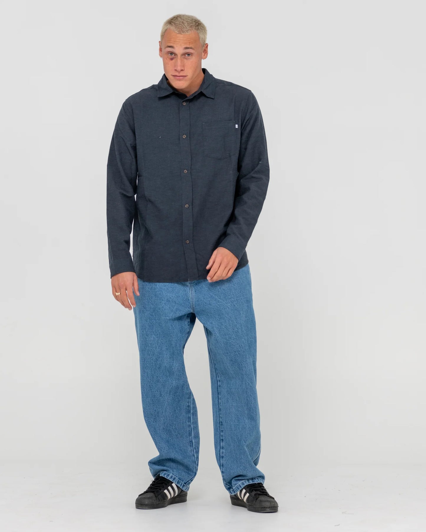 RUSTY OVERTONE LONG SLEEVE LINEN SHIRT