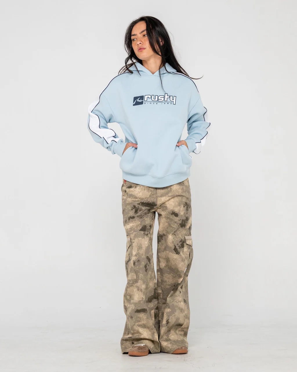 RUSTY WOMENS HAILSTONE OVERSIZED HOODED FLEECE