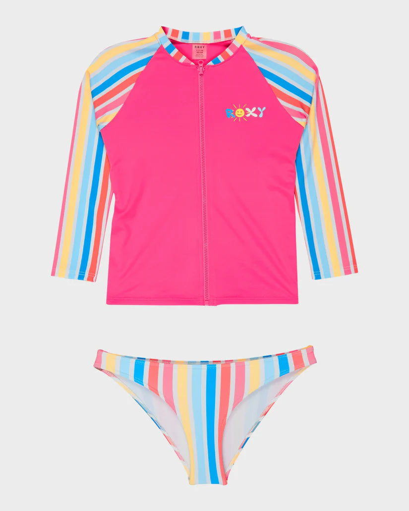 ROXY GIRLS HOLY STRIPE LS RASH VEST SET