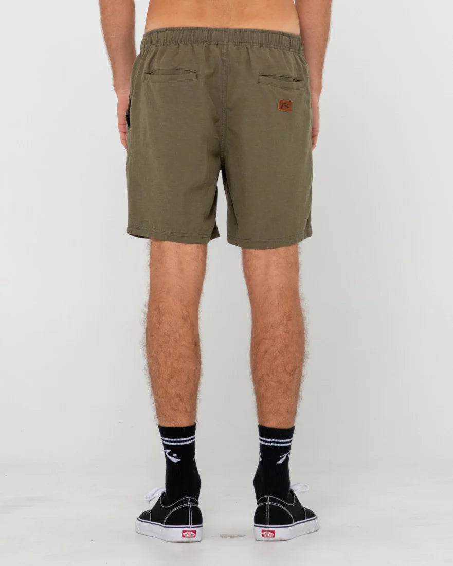 RUSTY MENS OVERTONE LINEN ELASTIC SHORT