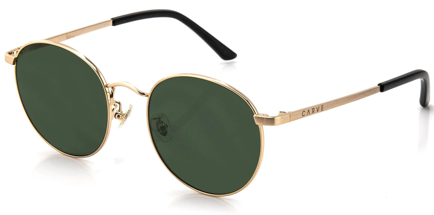 CARVE HEIDI BRUSHED GOLD GREEN LENS SUNGLASSES