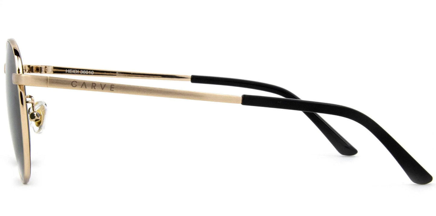 CARVE HEIDI BRUSHED GOLD GREEN LENS SUNGLASSES