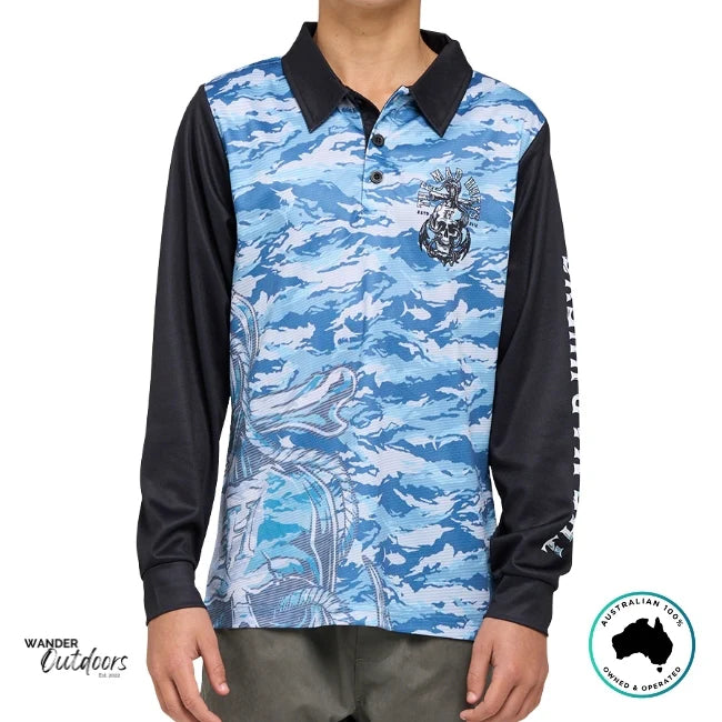 THE MAD HUEYS ROPE SKULL ANCHOR YOUTH UPF 50+ FISHING JERSEY
