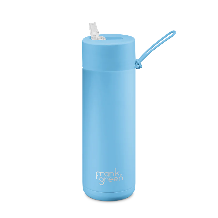 FRANK GREEN 20oz 595mil STRAW LID REUSABLE CERAMIC BOTTLE
