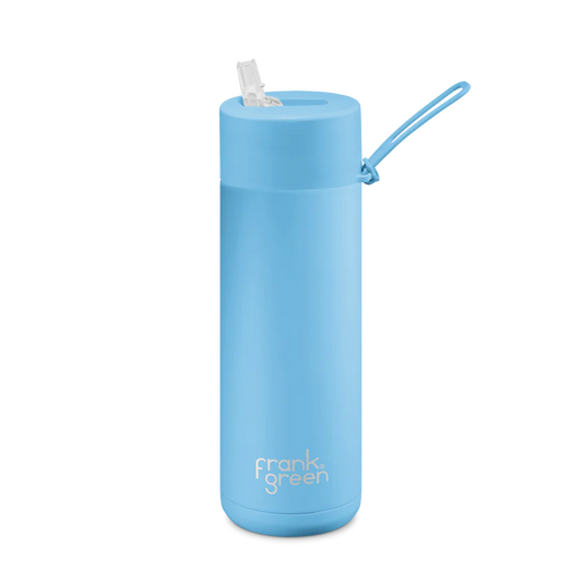 FRANK GREEN 20oz 595mil STRAW LID REUSABLE CERAMIC BOTTLE
