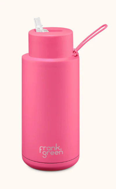 FRANK GREEN 34oz/1L STRAW LID REUSABLE CERAMIC BOTTLE