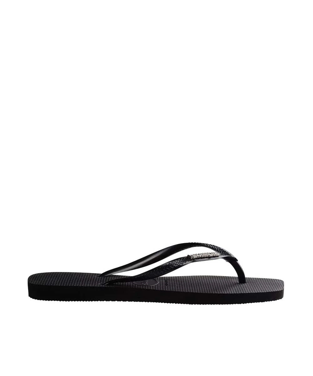 HAVAIANAS SLIM SQUARE LOGO METALLIC THONGS