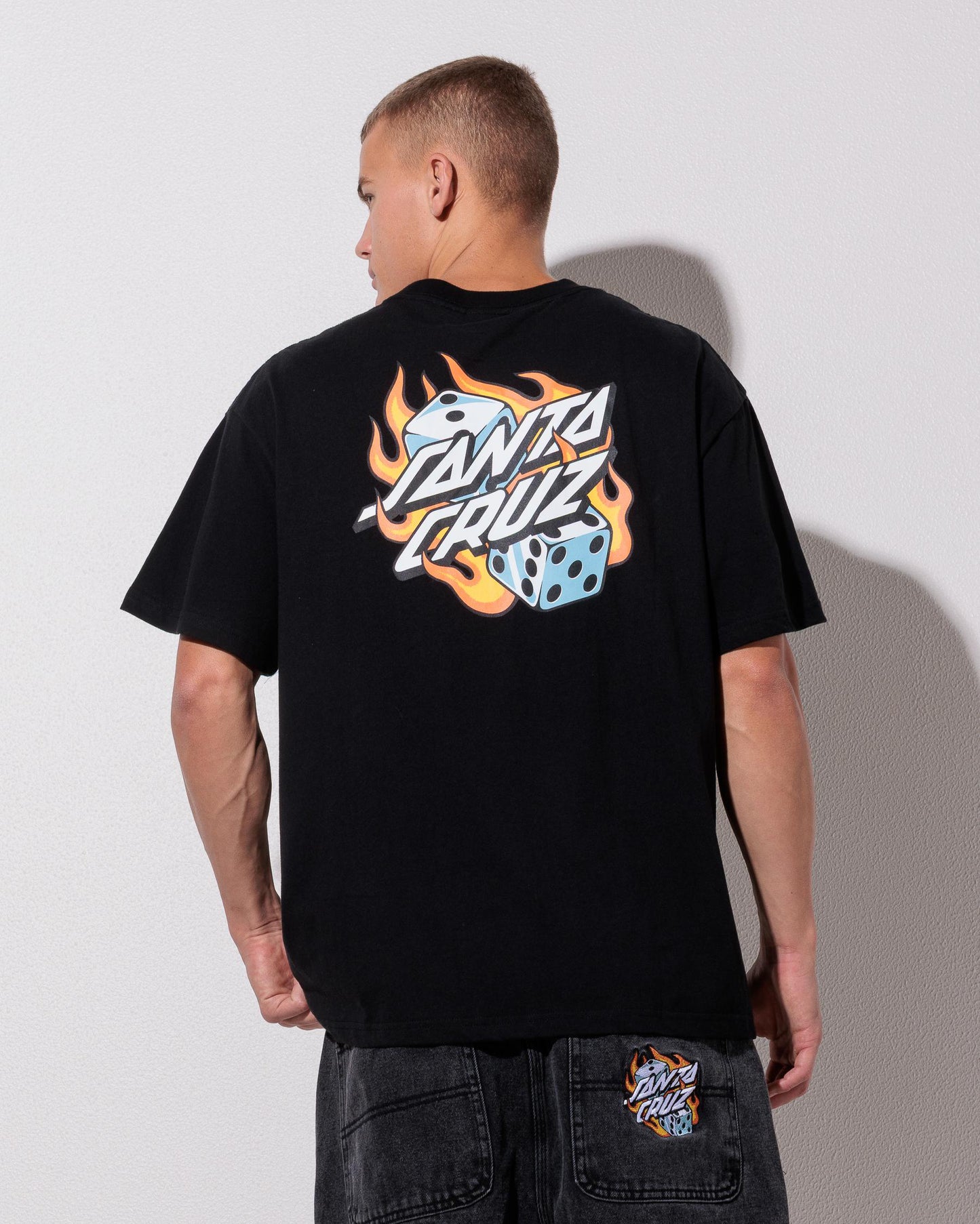 SANTA CRUZ MENS FLAMING DICE DOT FLASH TEE