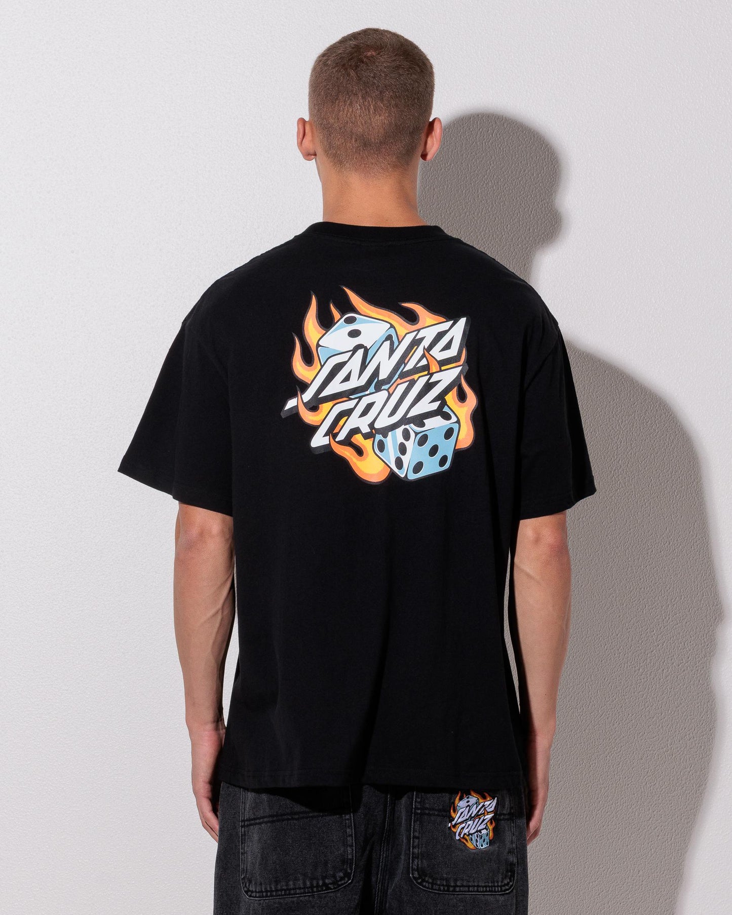 SANTA CRUZ MENS FLAMING DICE DOT FLASH TEE