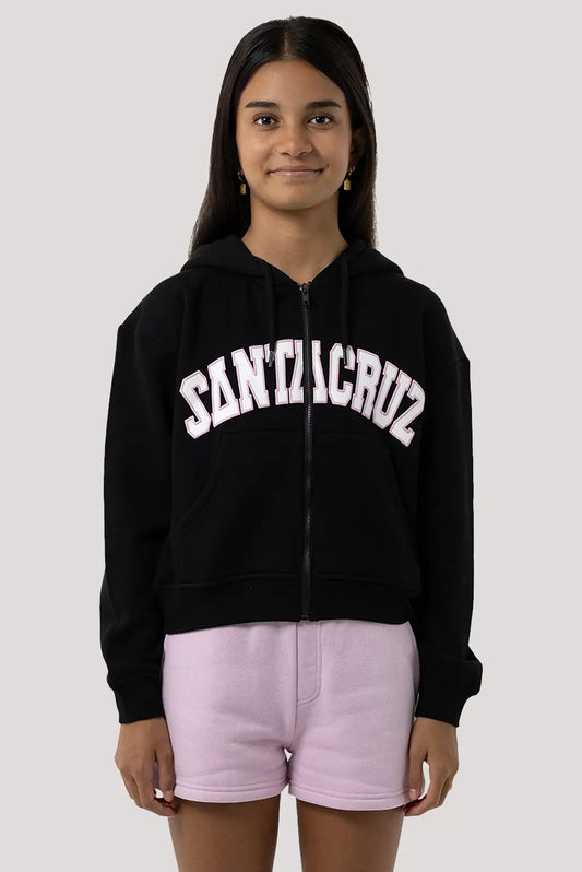 SANTA CRUZ GIRLS COLLEGIATE STRIP FRONT ZIP HOODIE