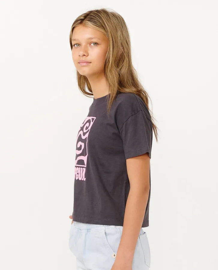 RIPCURL SUN SOL LOGO GIRLS CROP TEE