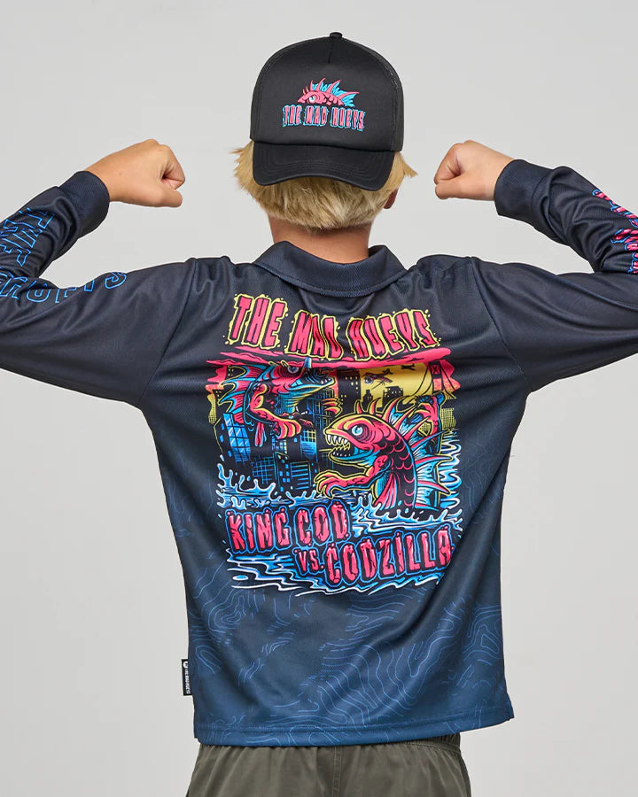 THE MAD HUEYS KING COD CODZILLA YOUTH UPF 50+ FISHING JERSEY