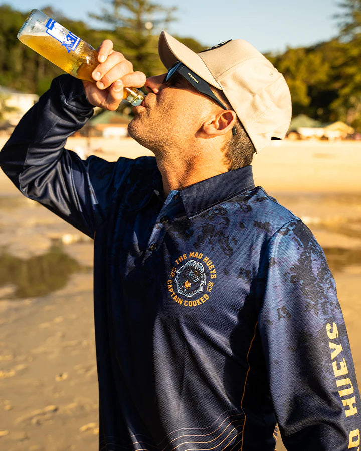 THE MAD HUEYS MENS CAPTAIN COOKED JAWS UPF50+ FISHING JERSEY