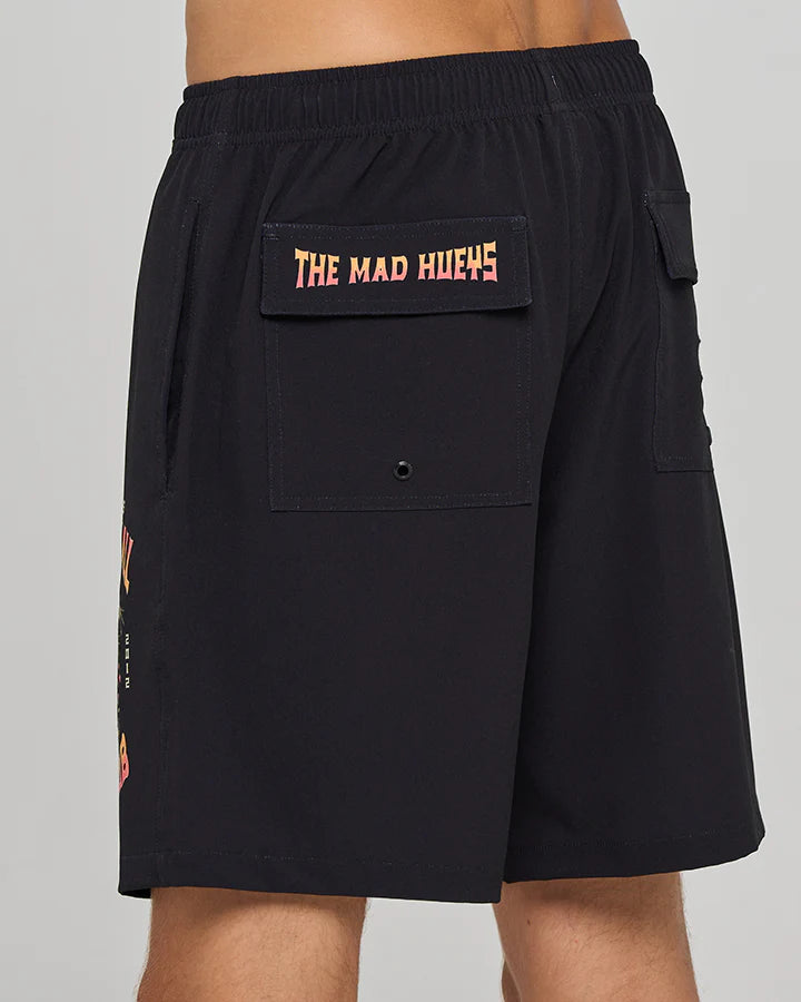 THE MAD HUEYS MENS CAUGHT FK ALL SKULL 18" ELASTI WAIST SWIM SHORT