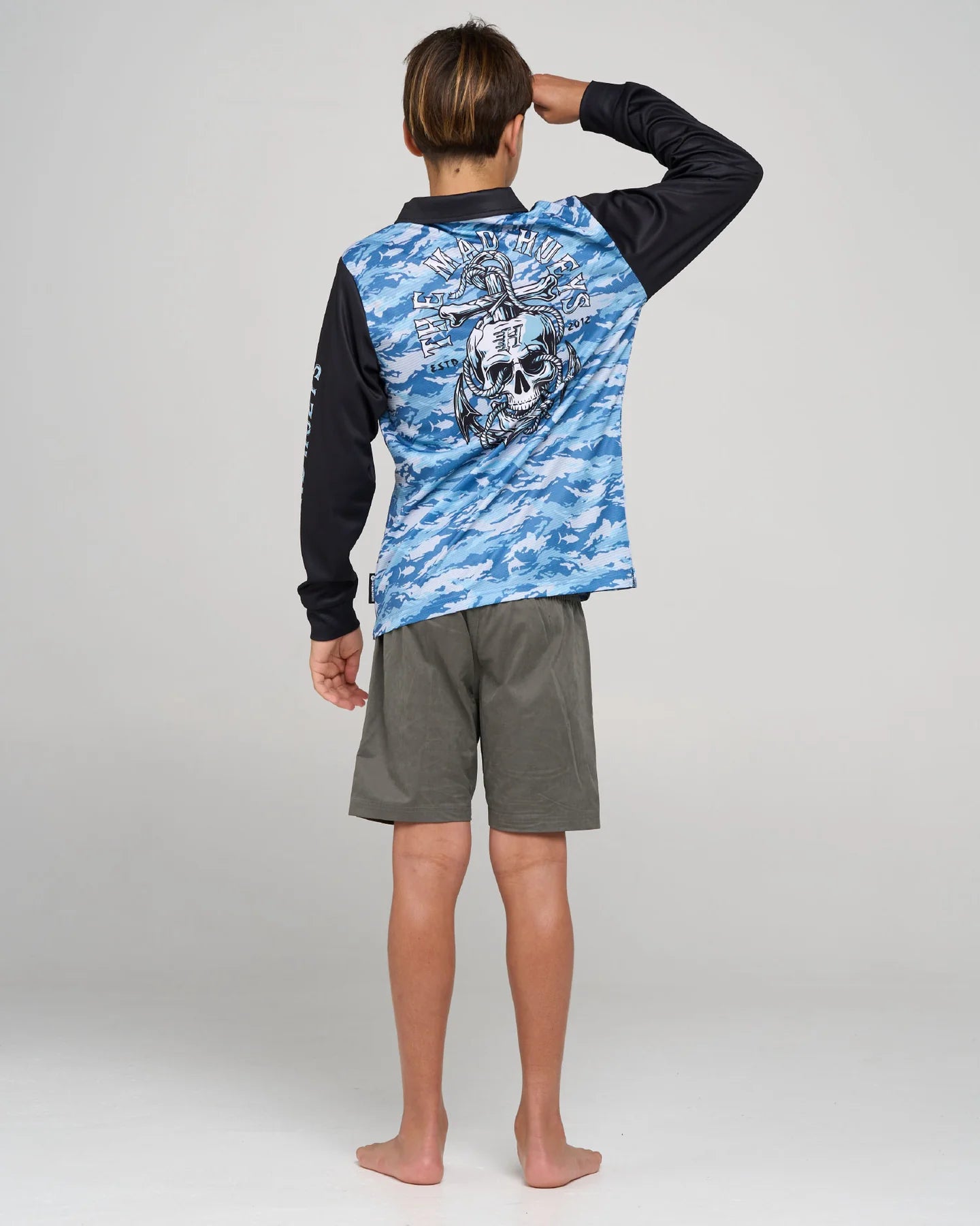 THE MAD HUEYS ROPE SKULL ANCHOR YOUTH UPF 50+ FISHING JERSEY